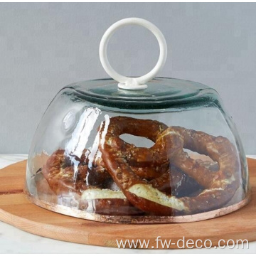 large glass cake dome cover with steel handle